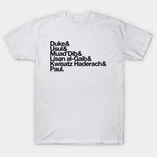 Paul Atreides Helvetica List (Black Text) T-Shirt